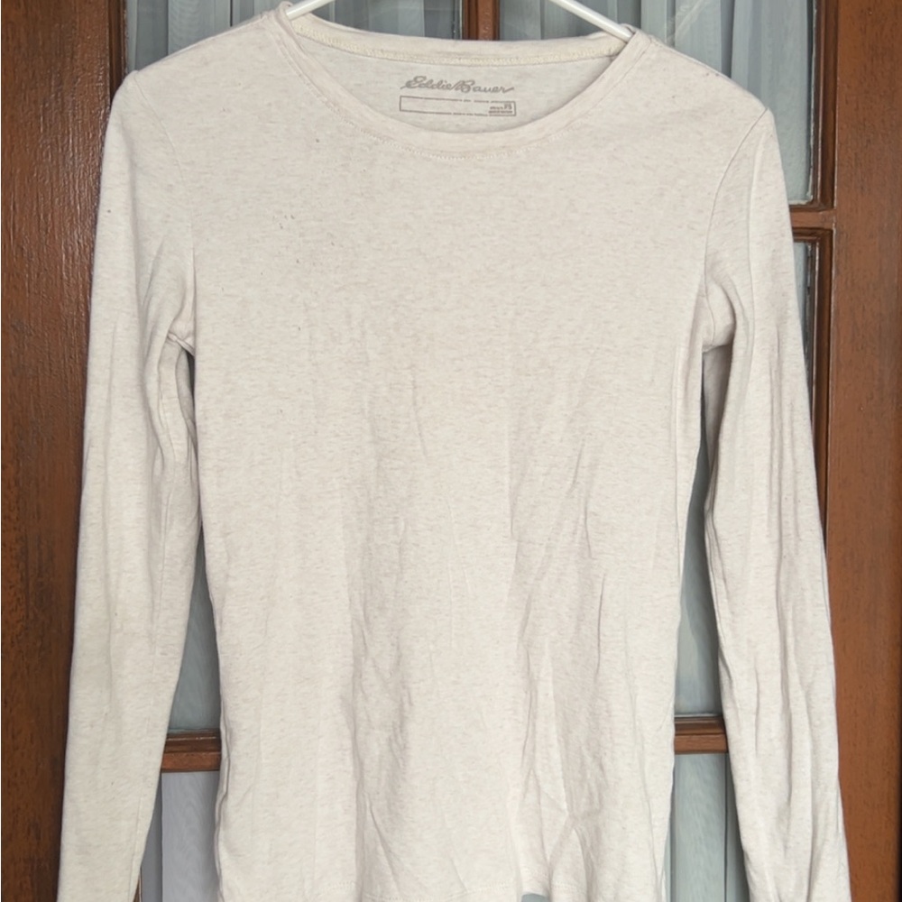 Eddie Bauer Women's Long Sleeve Crewneck Tee in Oatmeal Heather